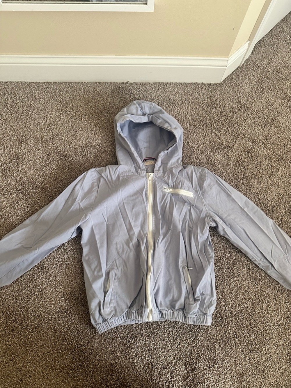 Light Gray Hooded Windbreaker Jacket